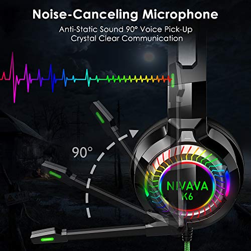 Green Nivava Gaming Headset with Microphone LED Light
