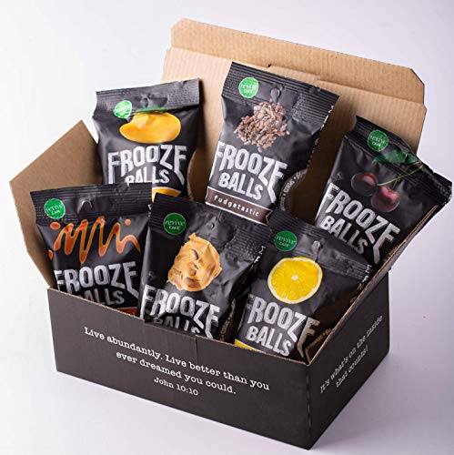 Frooze Balls Plant Protein Powered Fruit & Nut Energy Balls, Variety Pack Gift Box (Pack of 6) Each Pack Has 5 Balls!