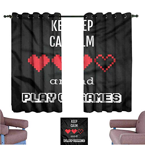 Gamer Grommet Creative Blackout Curtains Keep Calm and Play Games Text