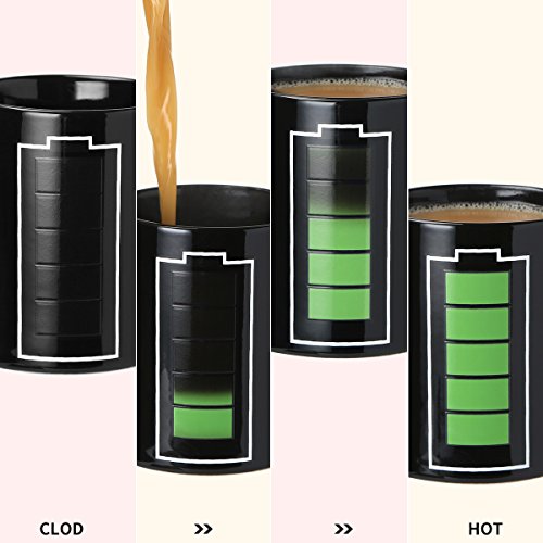 Godyce Heat Sensitive Mug Color Changing Coffee Mug Funny Coffee Cup Magic Battery Charging Design Ceramic 12 Oz Gifts