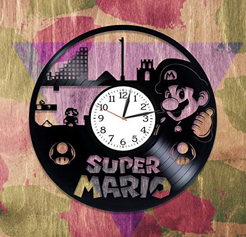 Kovides Super Mario Vinyl Art Video Game Gift Lp Vinyl Retro Record Wall Clock