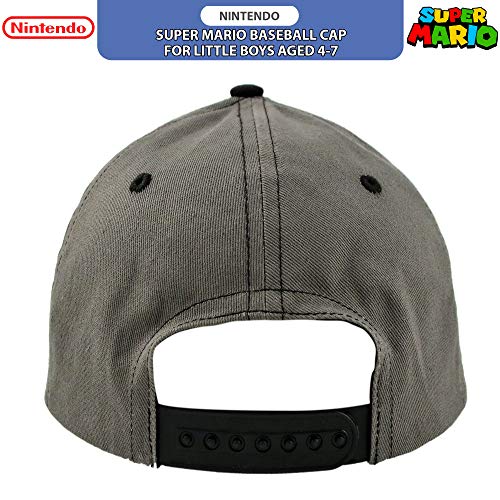 Nintendo Little Boys' Super Mario Character Baseball Cap, Black/Grey, Ages 4-7