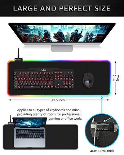 UtechSmart Large Extended Soft Led Mouse Pad with 14 Lighting Modes