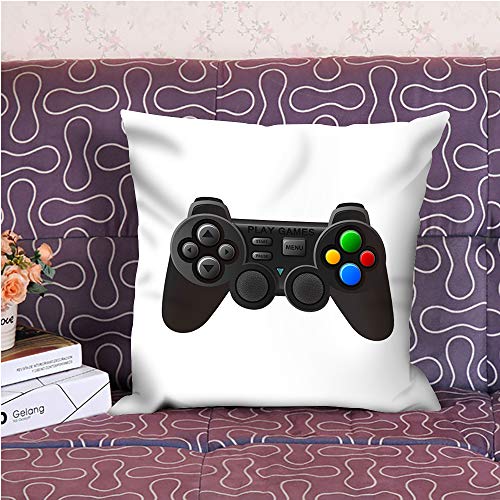 oFloral Gamer Pillowcase, Black Joystick with Buttons Game Controller