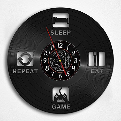 OhMyGifs Game Repeat Vinyl Record Wall Clock - Gamer Pc Gifts Accessories