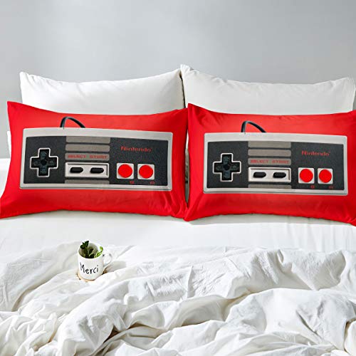 Gamepad Duvet Cover Vintage Video Game Controller Comforter Cover Set Games Player Gaming Bedding Set for Teen Boys Kids Retro Game Console Decor Quilt Set,1 Duvet Cover with 2 Pillow Cases,Queen Size