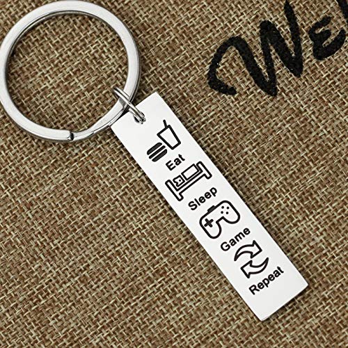 Gifts for Gamers Gamer Keychain Eat Sleep Game Repeat Gifts for Teen Gammers