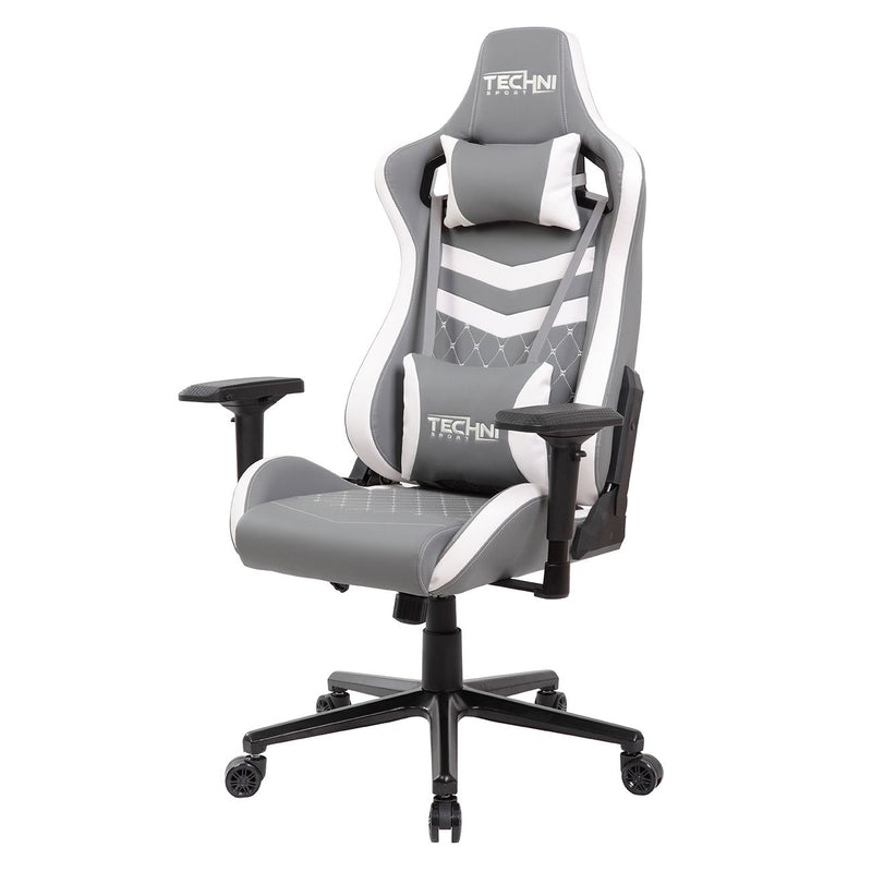 White & Gray GameMaster Series Reclining Gaming Chair