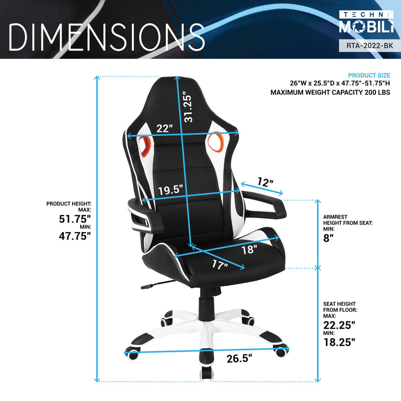 Black & White Racing Style Gaming Chair