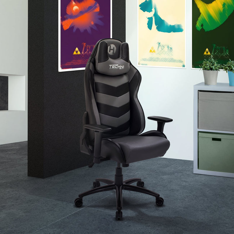 Gray & Black Comfort Plus Reclining Gaming Chair at Gaming Girlfriends
