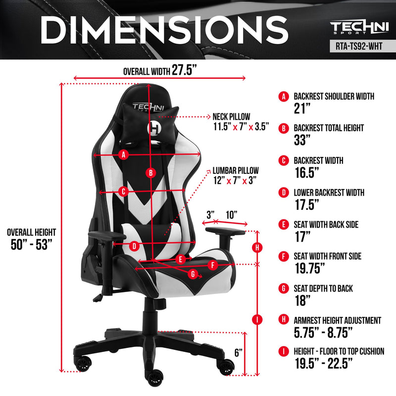 White & Black ProGamer2 Series Reclining Gaming Chair