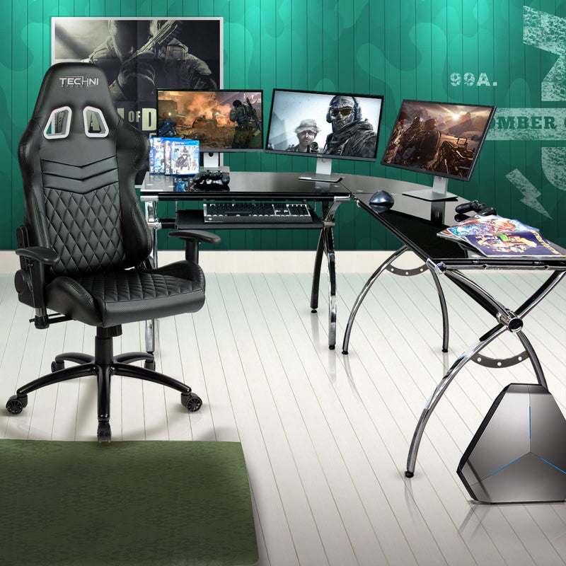 Techni Sport Multi-Monitor Gaming Desk - Luxor at Gaming Girlfriends