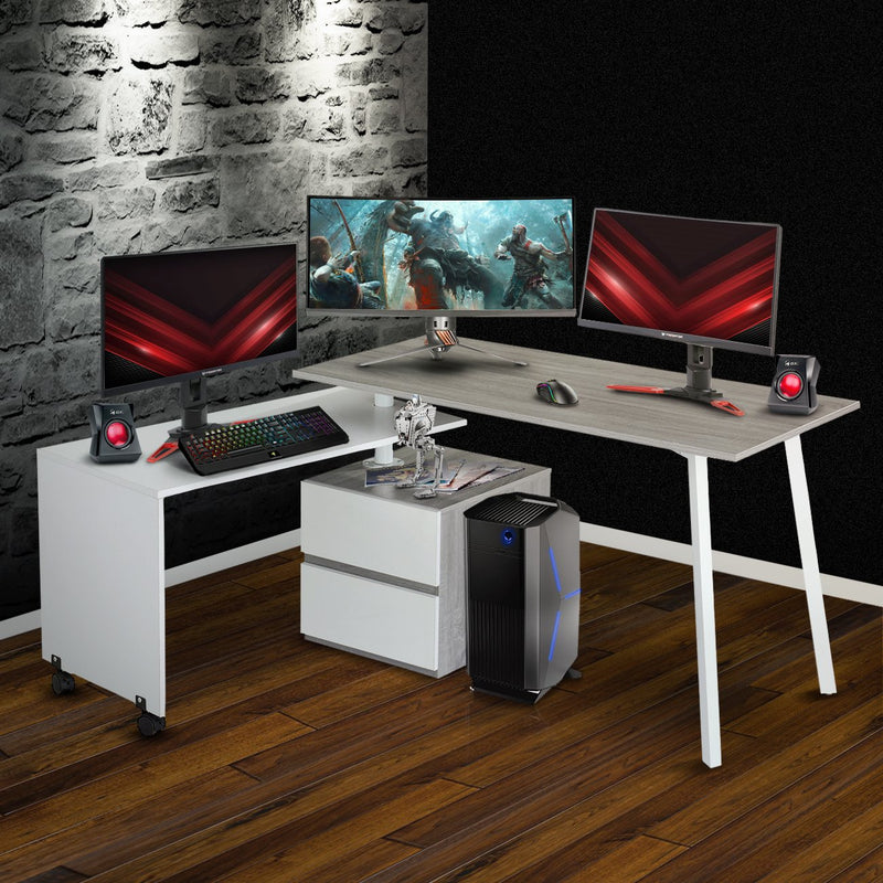 Techni Sport Ergonomic Multi-Monitor Gaming Desk - Transformer at Gaming Girlfriends