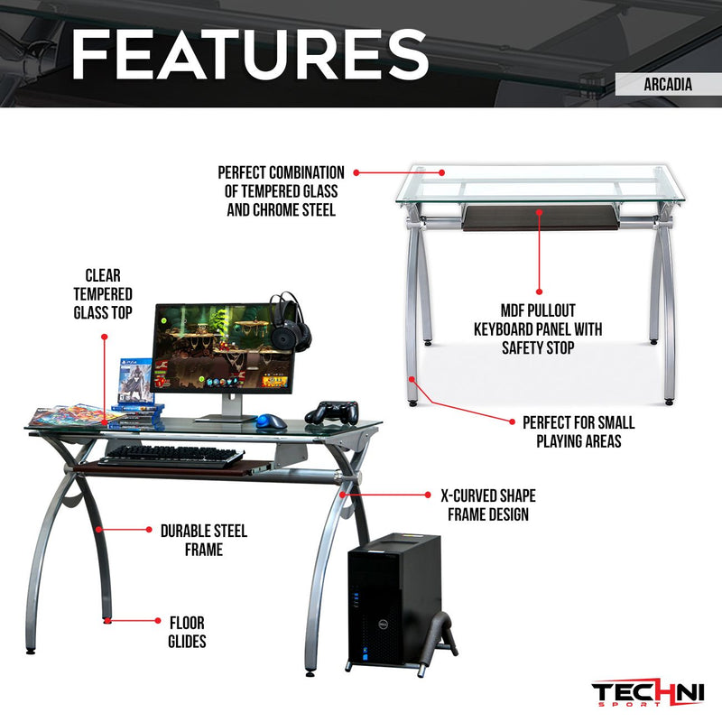Techni Sport White Y-Shape Gaming Desk - Stryker